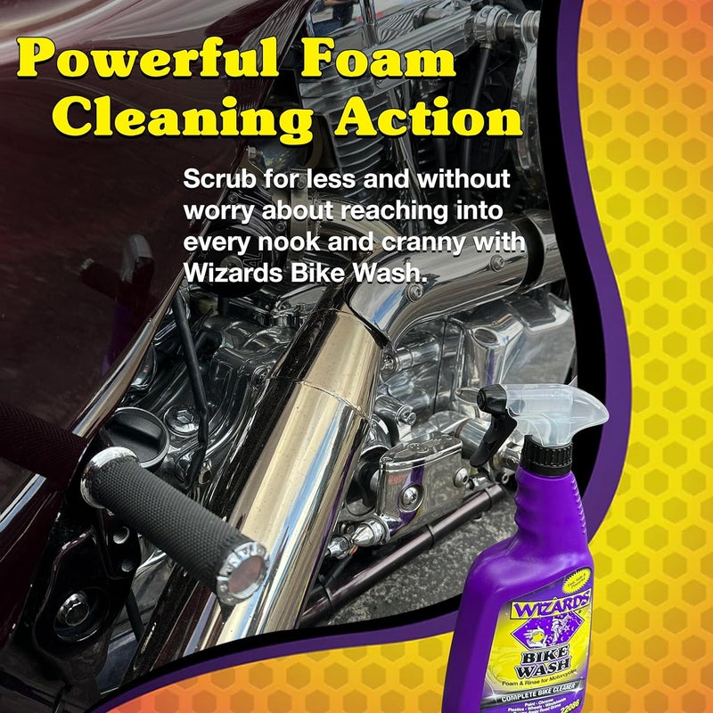 WIZARDS Bike Wash - Cleaner For Motorcycle Washing Kit- Quick Detailer for Bike with Bug Remover - For Your Motorcycle Accessories and Detail Kit - 22 oz - Image 3